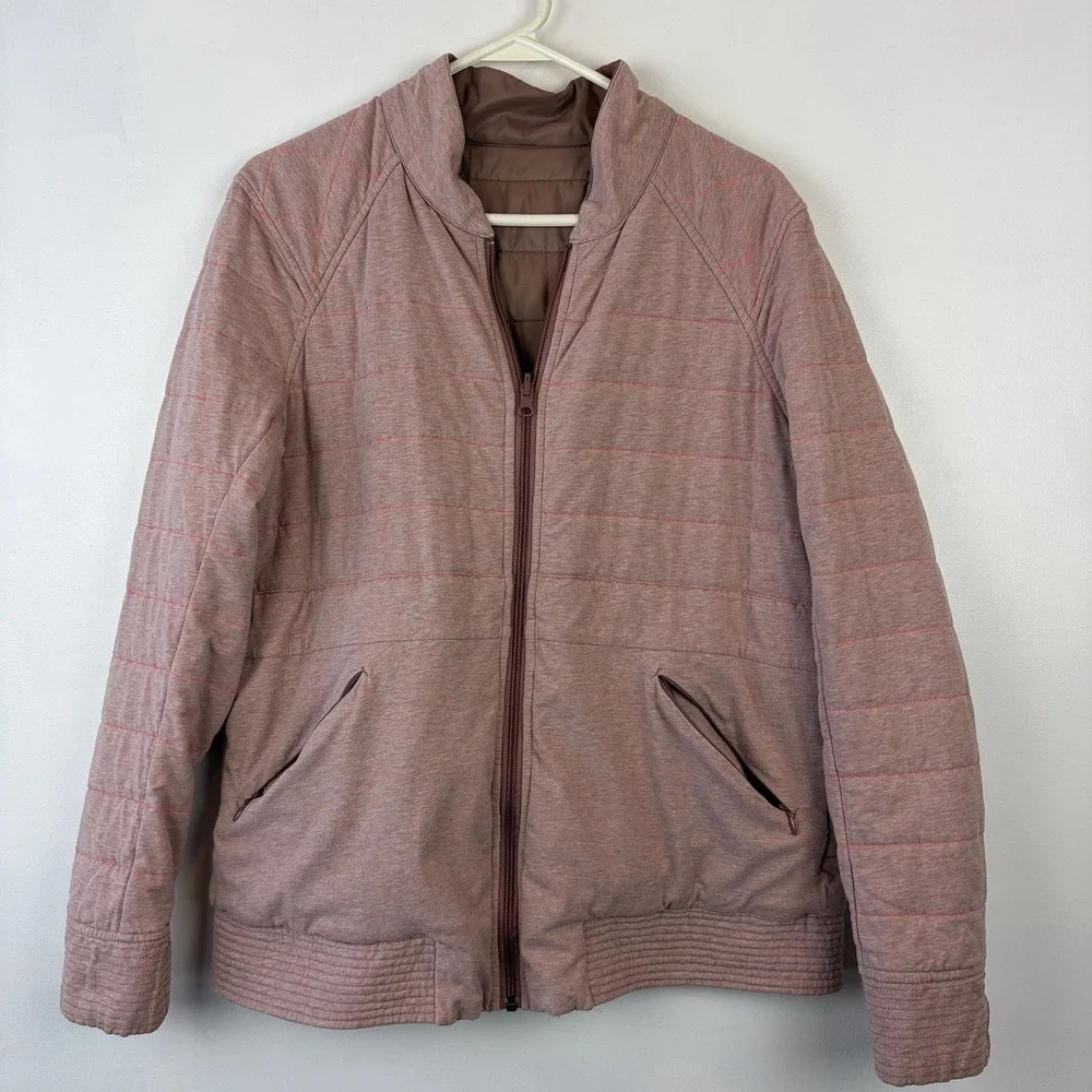 Lululemon The Bomb Bomber Reversible Jacket Womens 12 Bark Berry Rose Pink